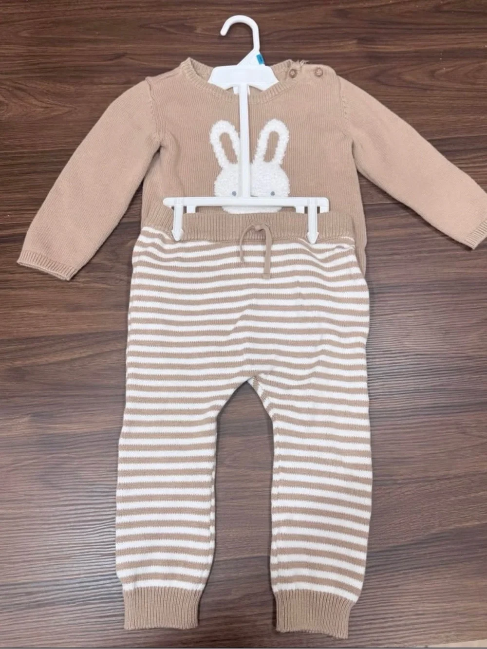 Carter's Tan and Cream Bunny Knit Baby Matching Set